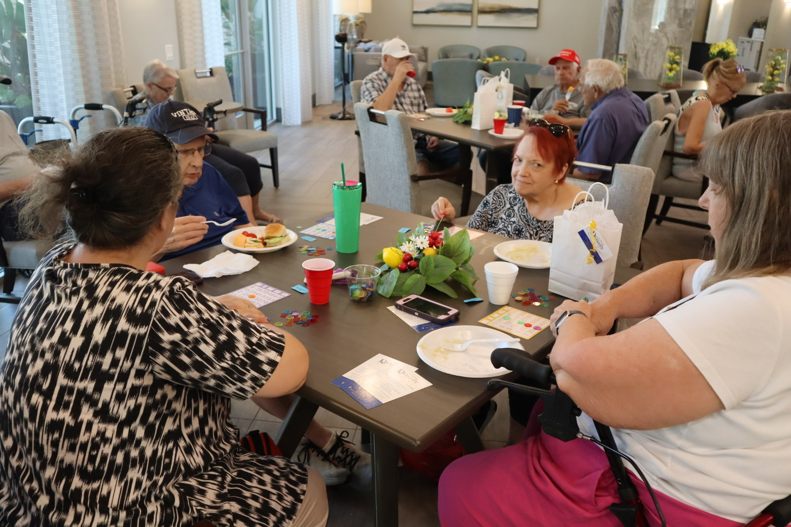 Community guests playing bingo together